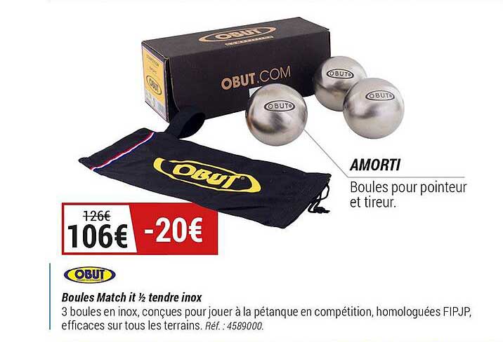 boules match 1-2 tendre inox obut
