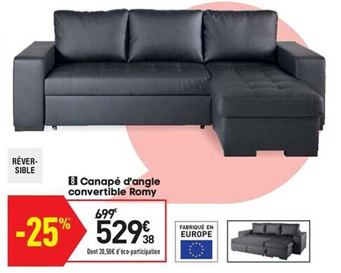 canapé d'angle convertible romy