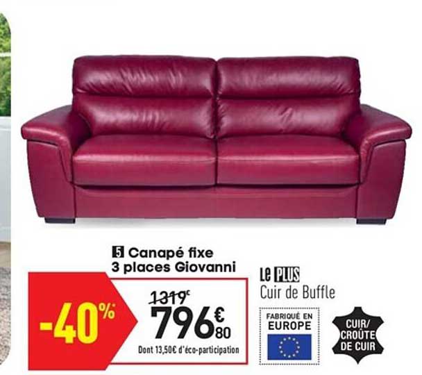 canapé fixe 3 places giovanni