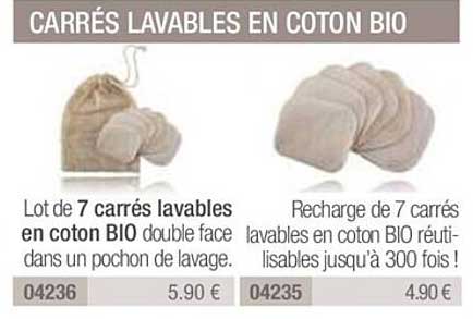 Carrés Lavables En Coton Bio