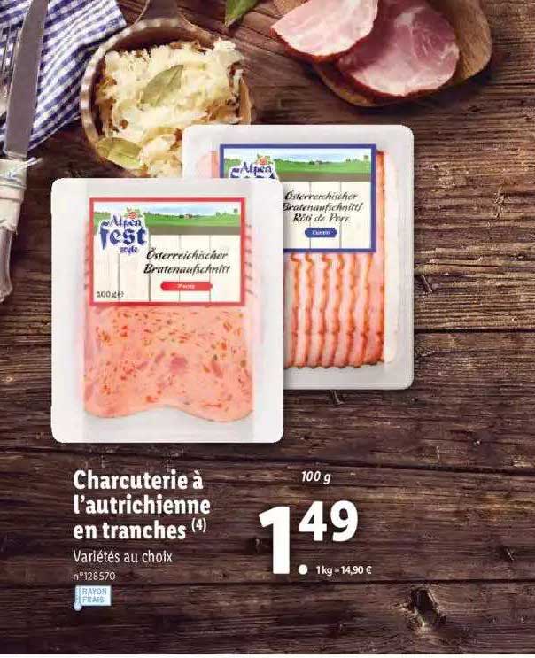 charcuterie à l'autrichienne en tranches