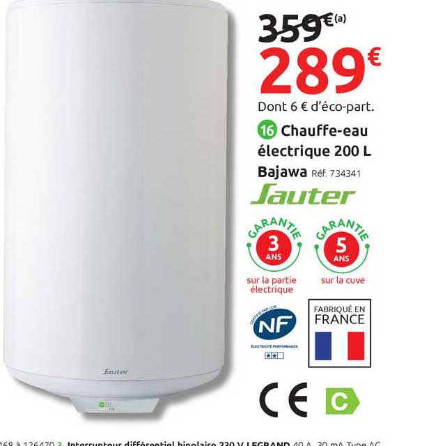 chauffe-eau électrique 200 l bajawa sauter