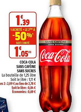 coca-cola sans caféine sans sucres