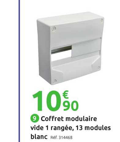 coffret modulaire vide 1 rangée, 13 modules blanc