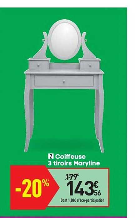 Coiffeuse 3 Tiroirs Maryline