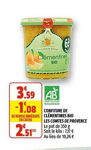 confiture de clémentines bio les comtes de provence