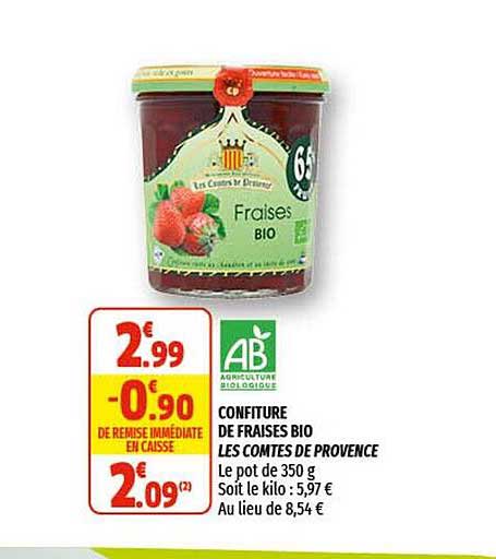 confiture de fraises bio les comtes de provence