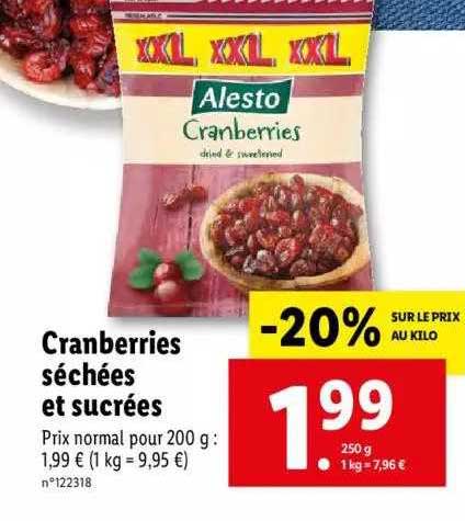 Cranberries Séchées Et Sucrées