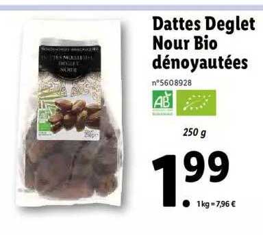 dattes deglet nour bio dénoyautées