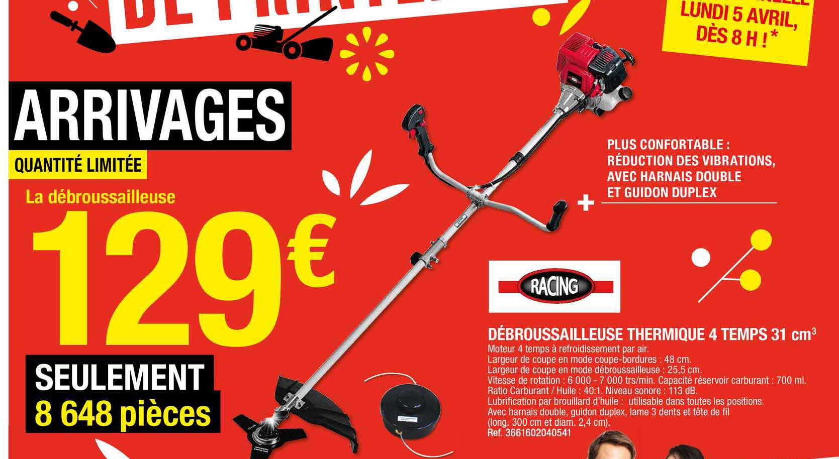 débroussailleuse thermique 4 temps 31 cm3 racing
