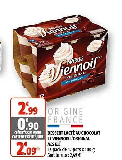 Dessert Lacté Au Chocolat Le Viennois L'original Nestlé