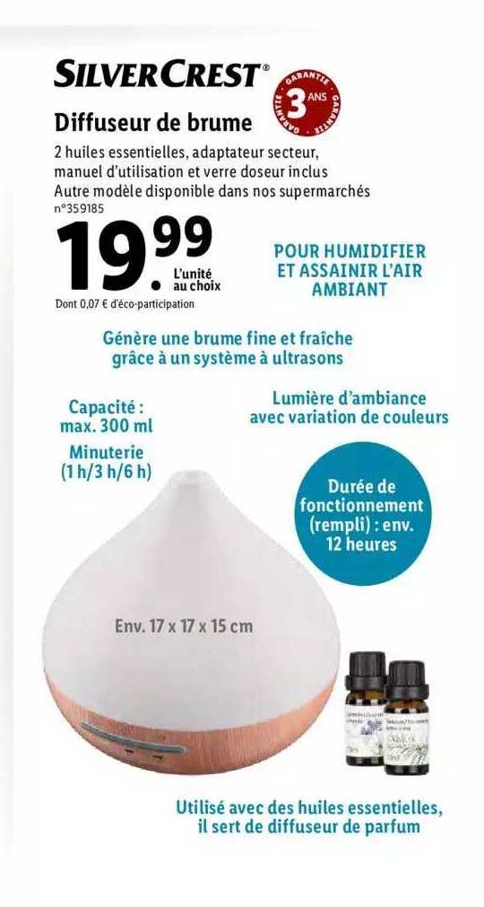 diffuseur de brume silver crest