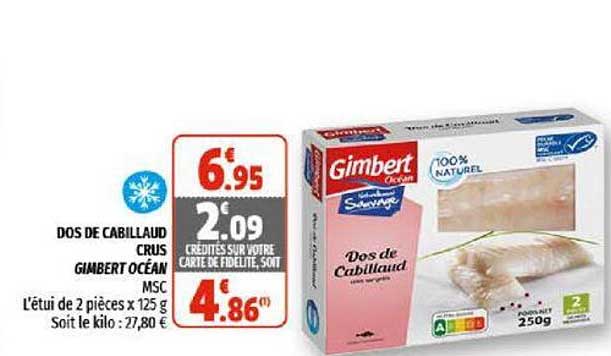 dos de cabillaud cru gimbert océan