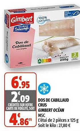 dos de cabillaud crus gimbert océan