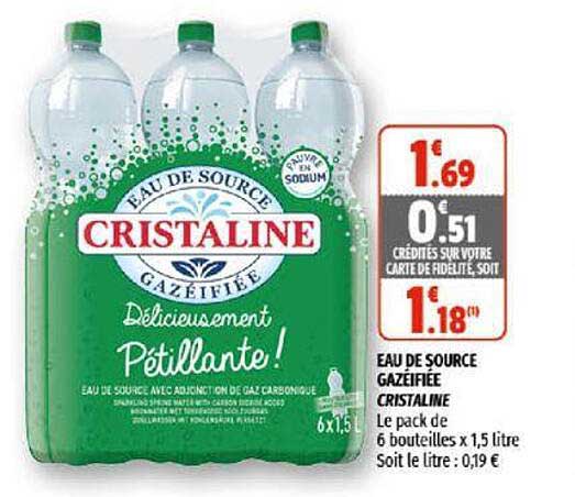 eau de source gazéifiée cristaline