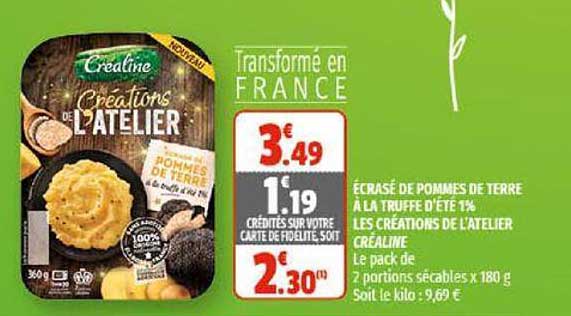 écrasé de pommes de terre à la truffe d'été 1% les créations de l'atelier créaline