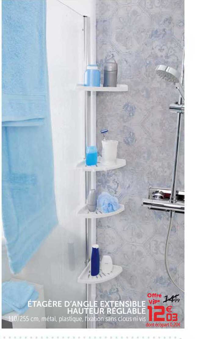 étagère d'angle extensible hauteur réglable