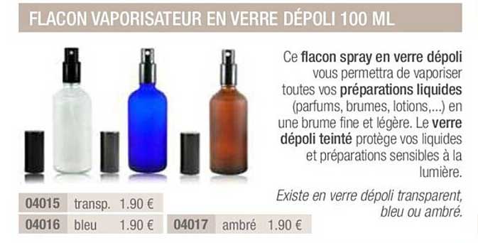 flacon vaporisateur en verre dépoli 100 ml