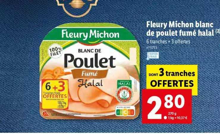 fleury michon blanc de poulet fumé halal