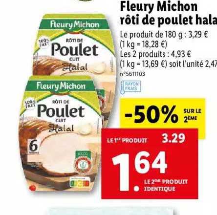 fleury michon rôti de poulet halal