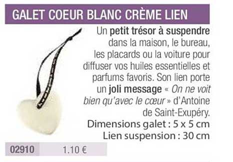 galet cœur blanc crème lien