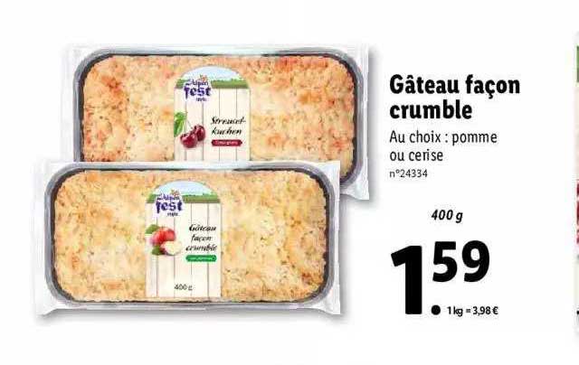 gâteau façon crumble alpen fest style