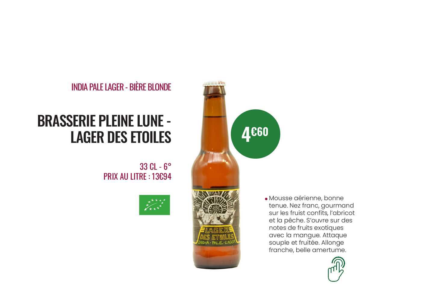 india pale lager - bière blonde brasserie pleine lune - lager des étoiles