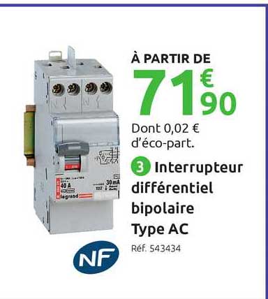 interrupteur différentiel bipolaire type ac