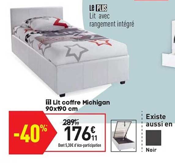 lit coffre michigan 90x190 cm