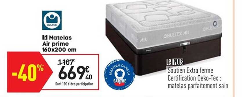 matelas air prime 160x200 cm bultex