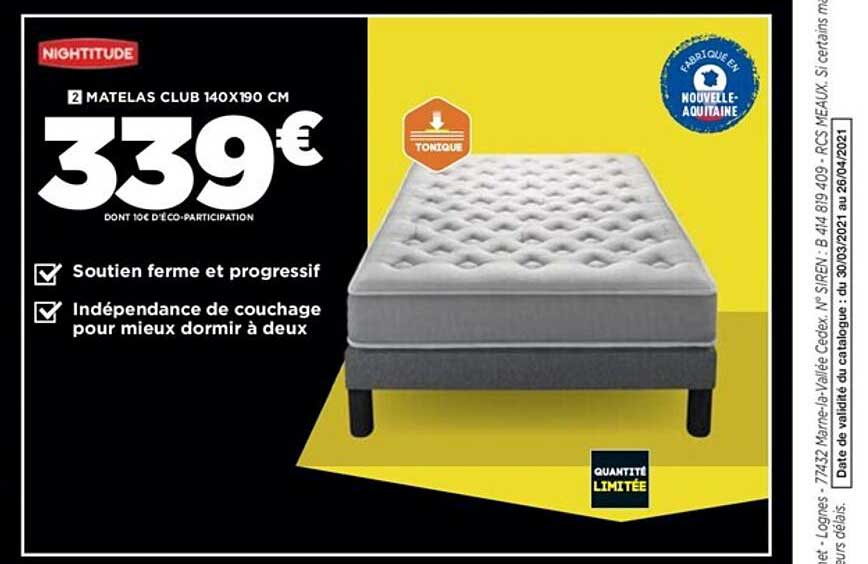 matelas club 140x190 cm nightitude
