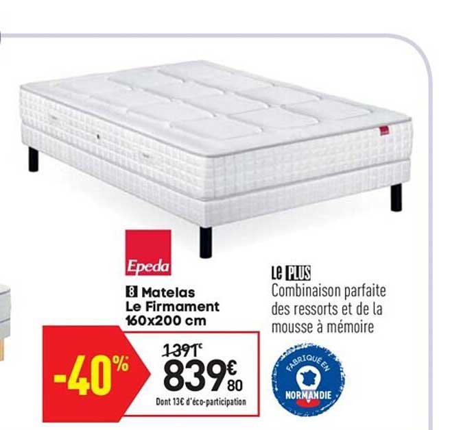 matelas le firmament 160x200 cm epeda
