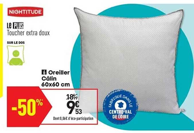 oreiller câlin 60x60 cm nightitude