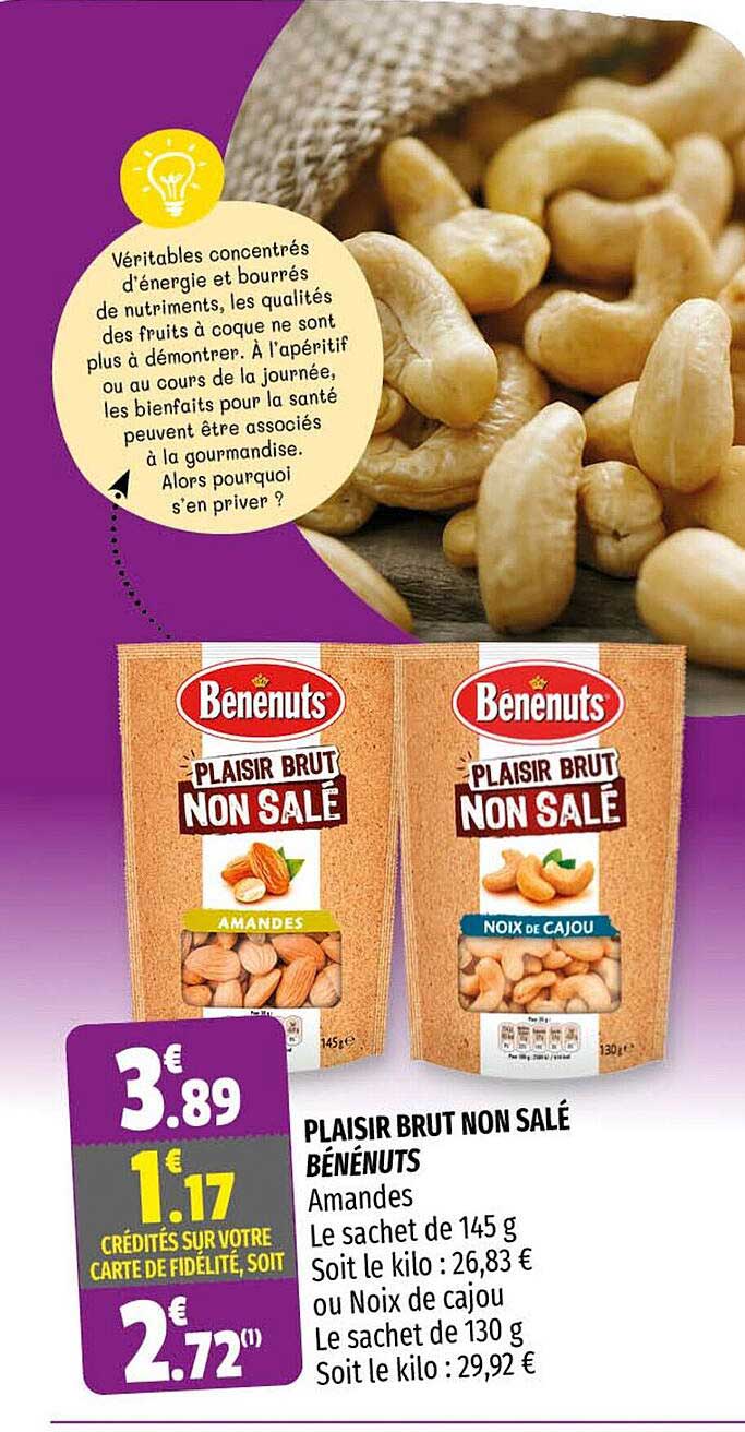 plaisir brut non salé bénénuts