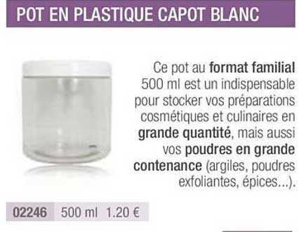 pot en plastique capot blanc