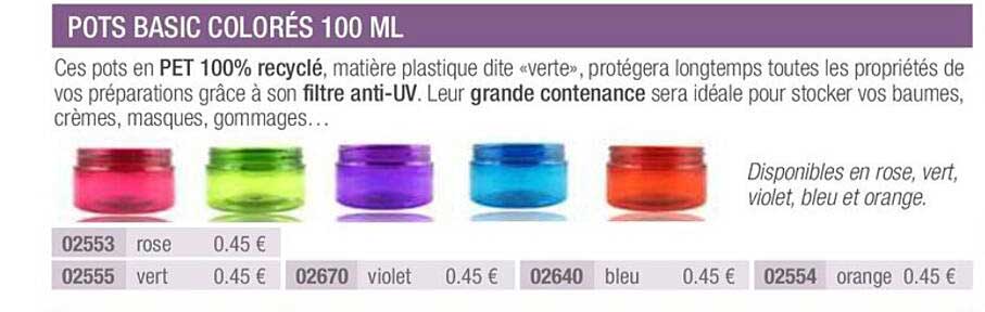 Pots Basic Colorés 100 Ml