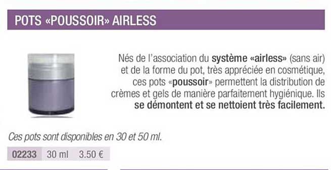 Pots «poussoir» Airless