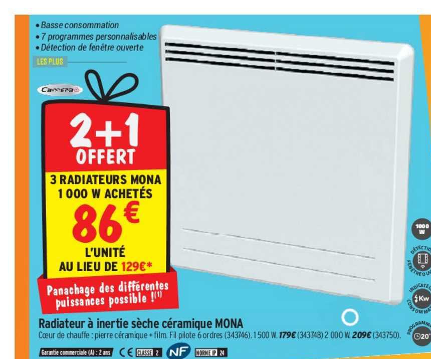 radiateur à inertie sèche céramique mona