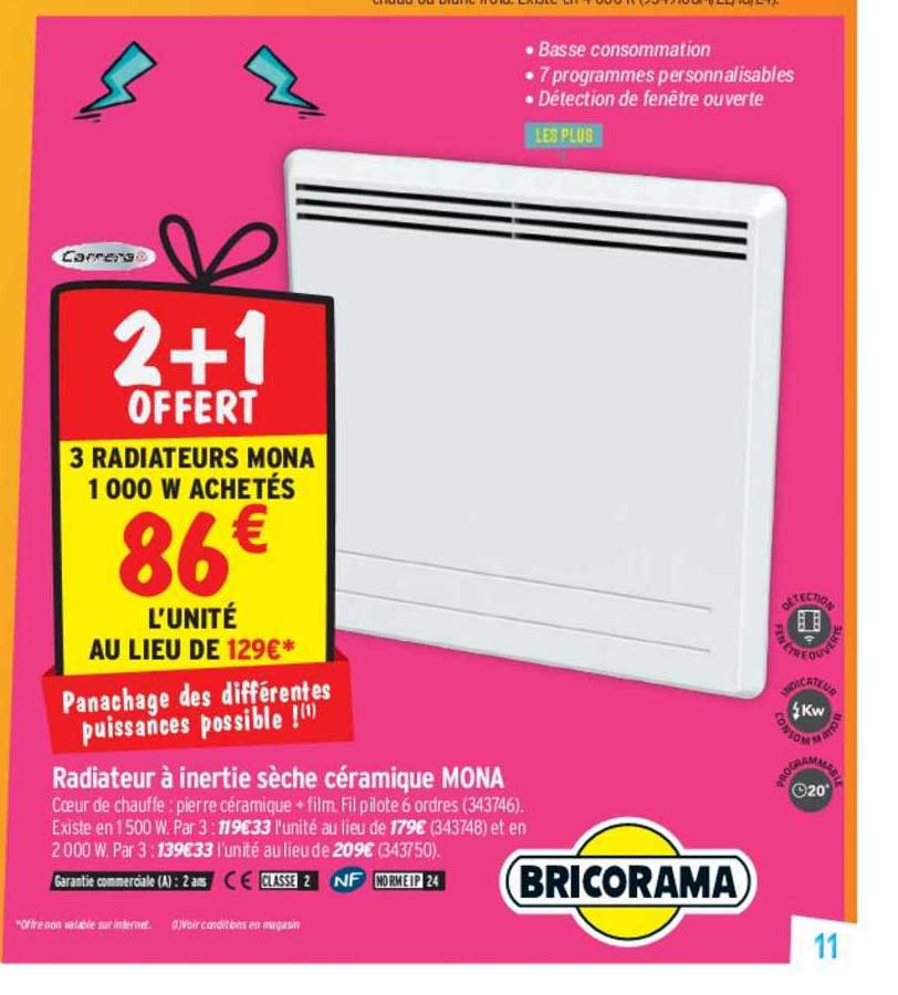 radiateur à inertie sèche céramique mona