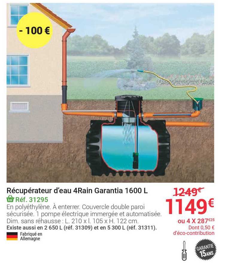 Récupérateur D'eau 4rain Garantia 1600 L