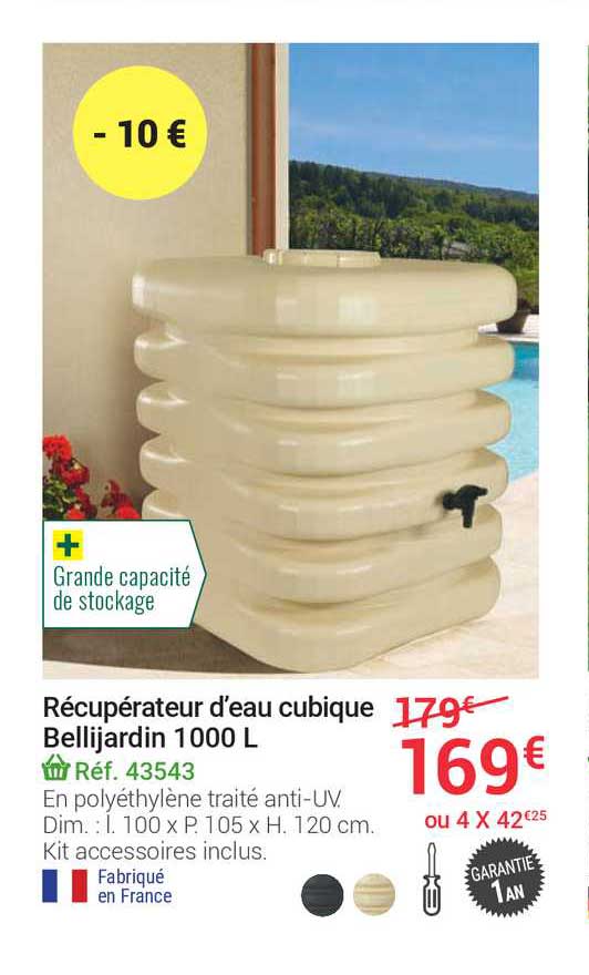 récupérateur d'eau cubique bellijardin 1000 l