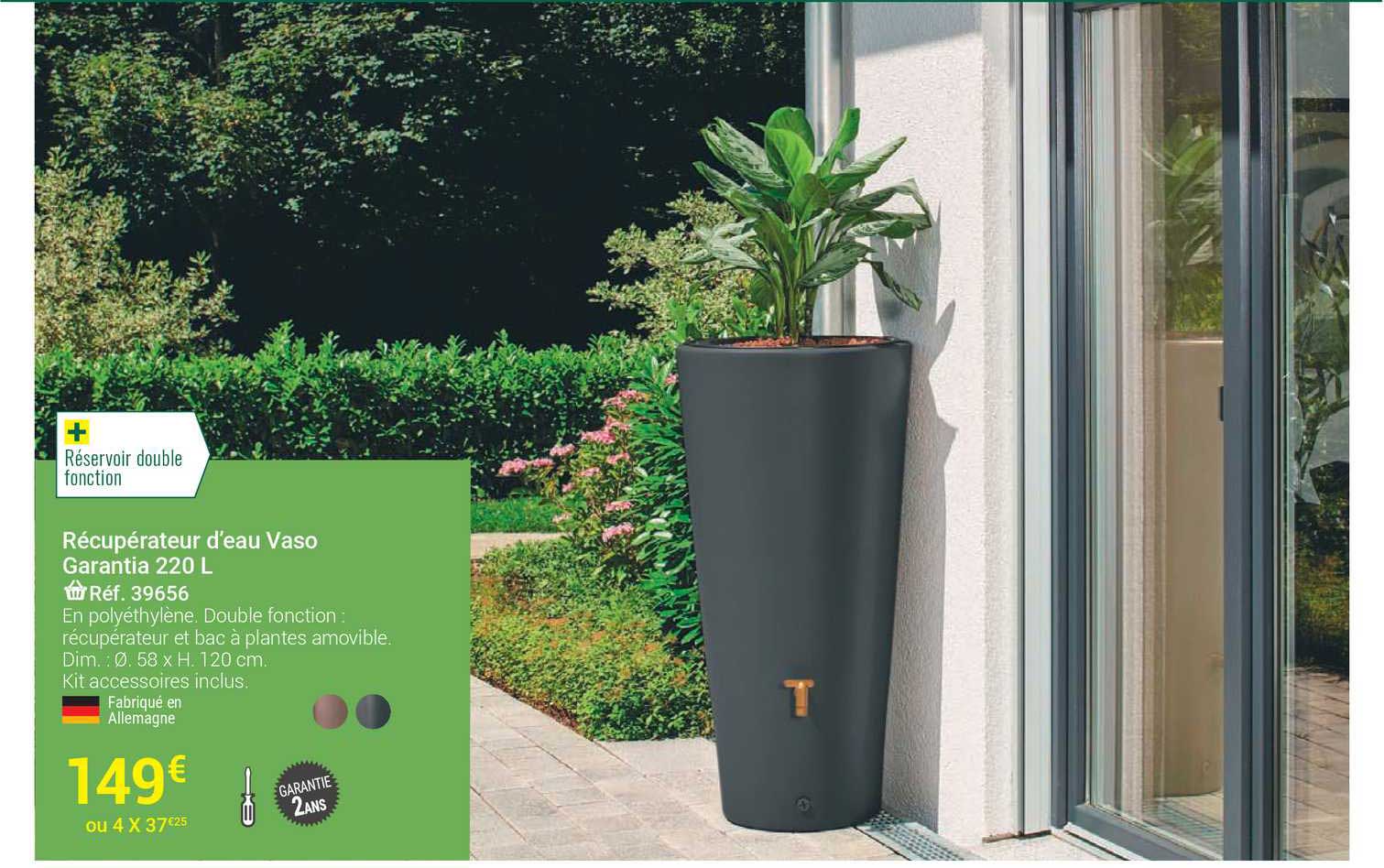 récupérateur d'eau vaso garantia 220 l