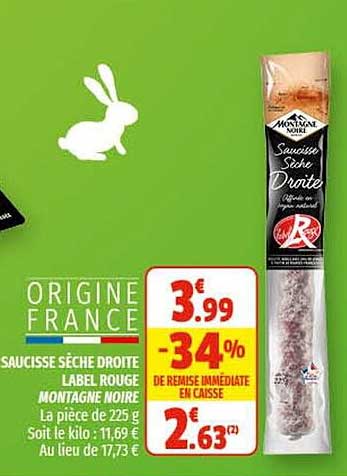 Saucisse Sèche Droite Label Rouge Montagne Noire