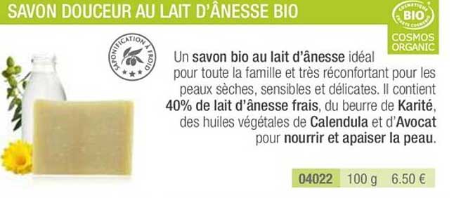 savon douceur au lait d'ânesse bio
