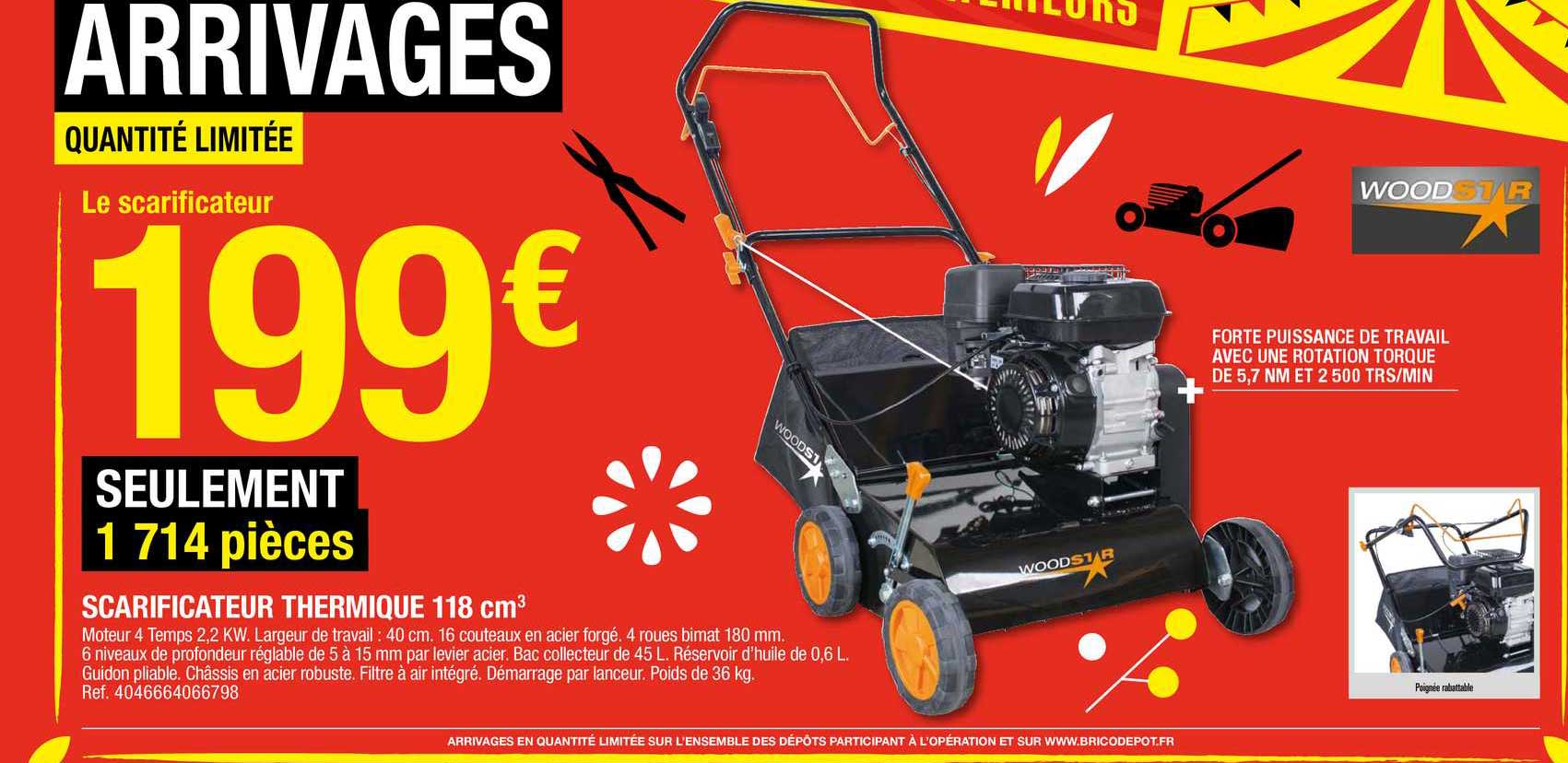 scarificateur thermique 118 cm3 woodstar