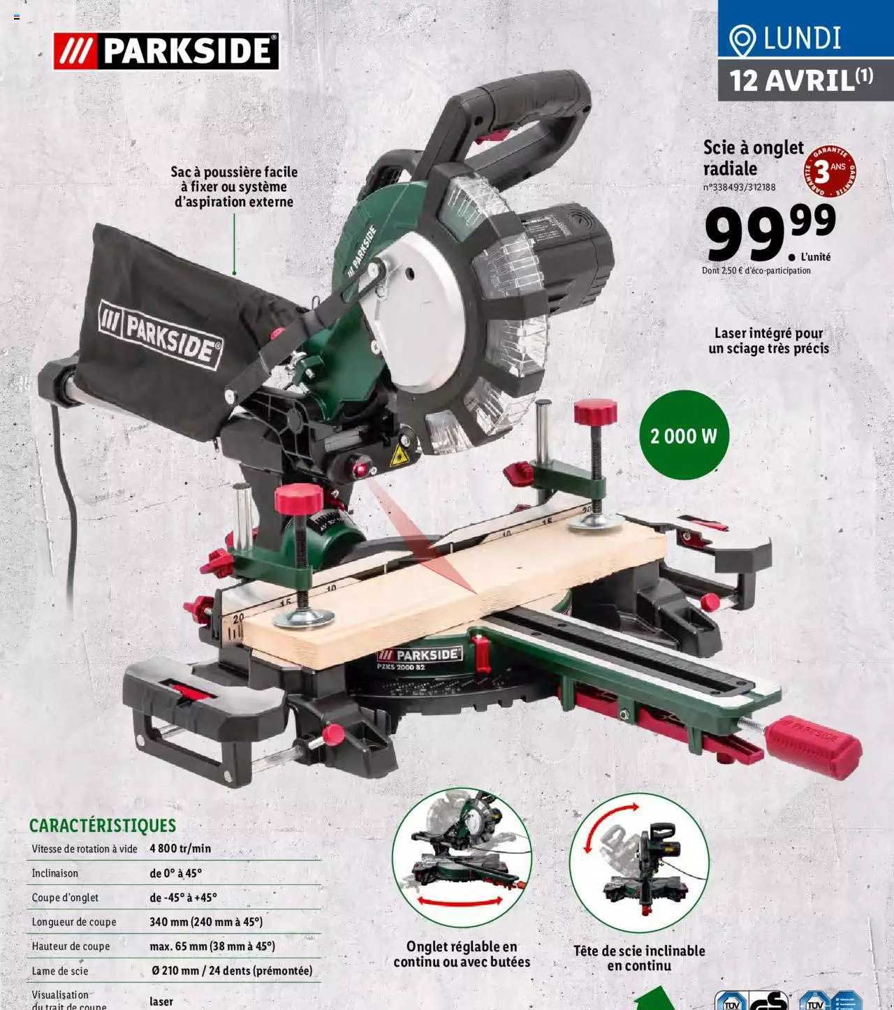 Scie à Onglet Radiale Parkside