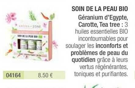 soin de la peau bio : géranium d'égypte, carotte, tea tree