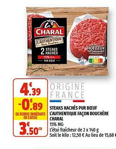 steaks hachés pur bœuf l'authentique façon bouchère charal