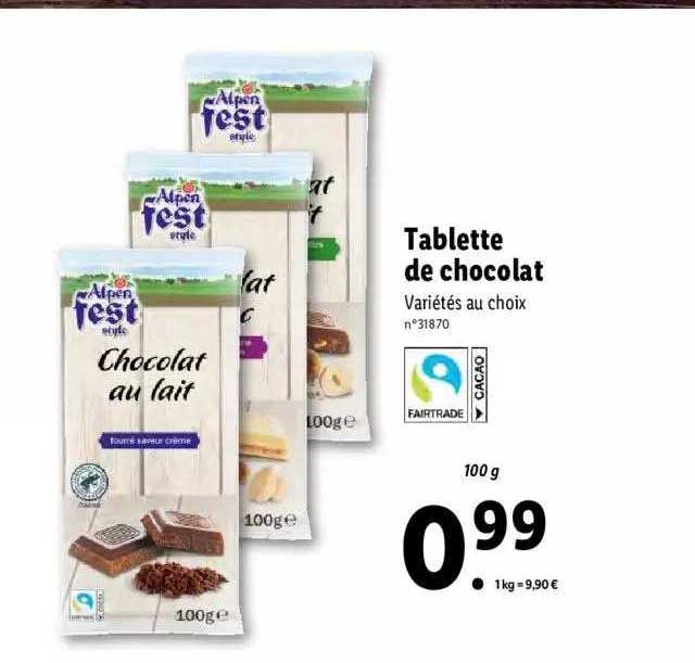 tablette de chocolat alpen fest style