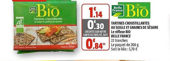 tartines croustillantes au seigle et graines de sésame le réflexe bio belle france